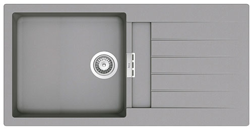 Fregadero reversible Oslo (ks) de 1 cubeta de QUARZEX y escurridor, 1000x500x200 mm, gris, (A880130110)