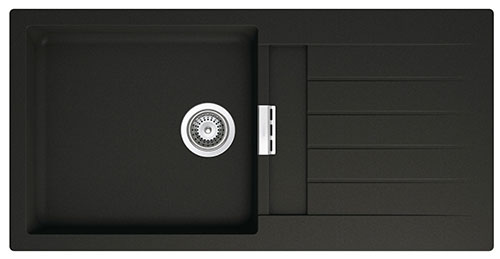 Fregadero reversible Oslo (ks) de 1 cubeta de QUARZEX y escurridor, 1000x500x200 mm, negro, (A880130940)