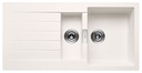 Fregadero reversible Oslo (ks) de 2 cubetas de QUARZEX y escurridor, 1000x500x200 mm, blanco, (A880170020)