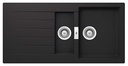 Fregadero reversible Oslo (ks) de 2 cubetas de QUARZEX y escurridor, 1000x500x200 mm, negro, (A880170940)