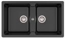 Fregadero Bergen (ks) de 2 cubetas de QUARZEX, 860x500x200 mm, negro, (A880210940)