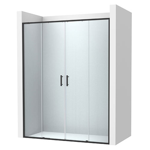 Frontal ducha Victoria Plus (2 hojas correderas +2 fijas), 2000x50x2000 mm, negro mate (AM12D7D07D0016NMN)