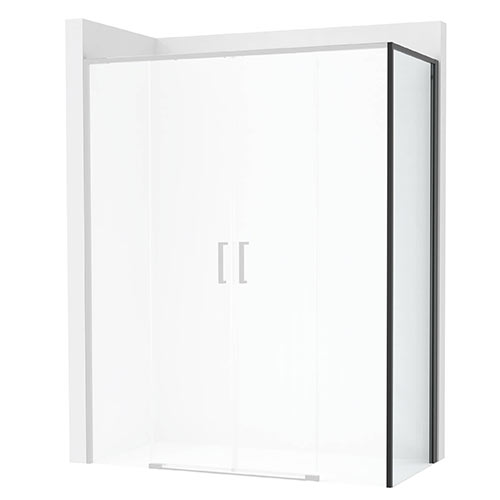 Lateral fijo Ura, 750x50x2000 mm, cristal transparente, perfil negro mate, (AM20K2EE7D0016NMN)