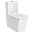 Inodoro completo Square Rimless adosado a pared c/salida dual (taza, cisterna alim. inf. y tapa amort.), blanco