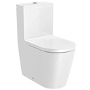 Inodoro completo Round Rimless adosado a pared c/salida dual (taza, cisterna alim. inf. y tapa amort.), blanco