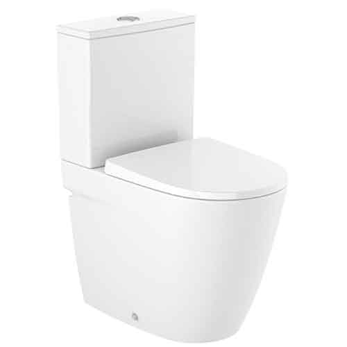 Inodoro completo Ona compacto Rimless c/salida dual (taza, cisterna alim. inferior y tapa amortiguada), blanco