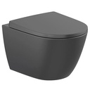 Inodoro suspendido Ona compacto Rimless con fijaciones ocultas (taza y tapa), negro mate