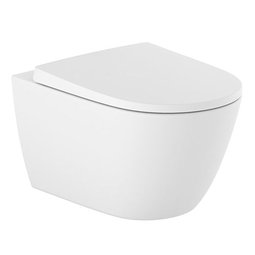 Inodoro suspendido Ona Rimless con fijaciones ocultas (taza y tapa), blanco mate