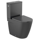 Inodoro completo Ona compacto Rimless c/salida dual (taza, cisterna alim. lateral y tapa), negro mate